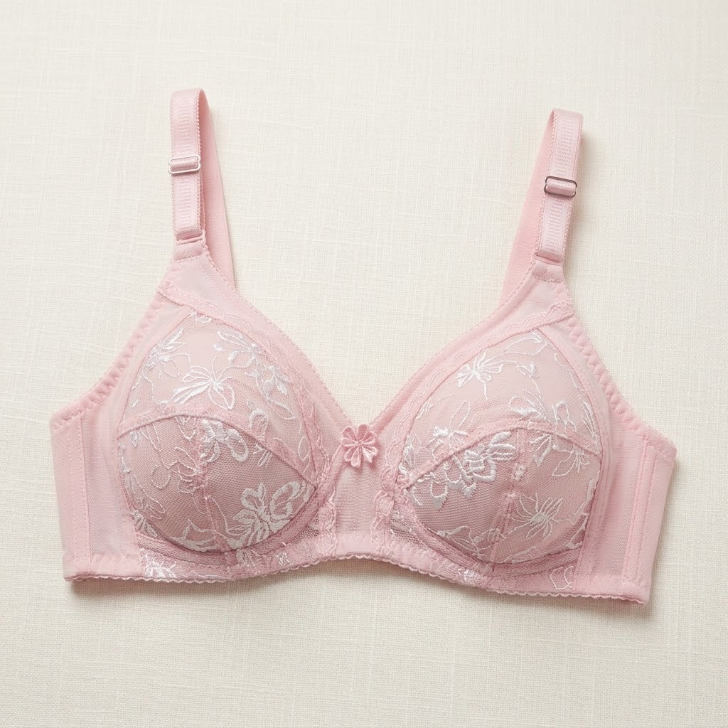SilkeSoft Pink Petal Embroidered Bra