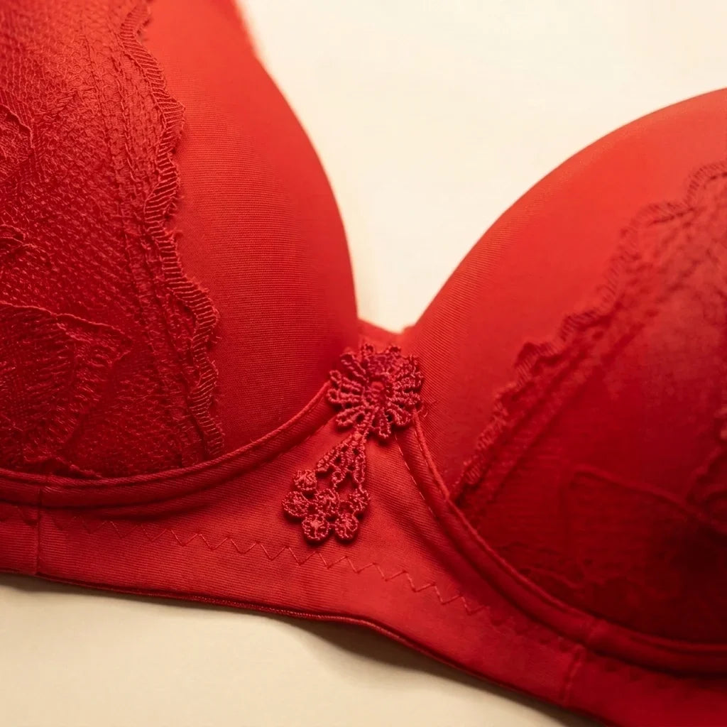 Deep Red Lace Padded Bra for Women – SilkeSoft