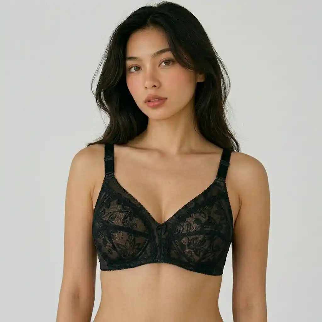 Floral Mesh Full Coverage Bra | SilkeSoft