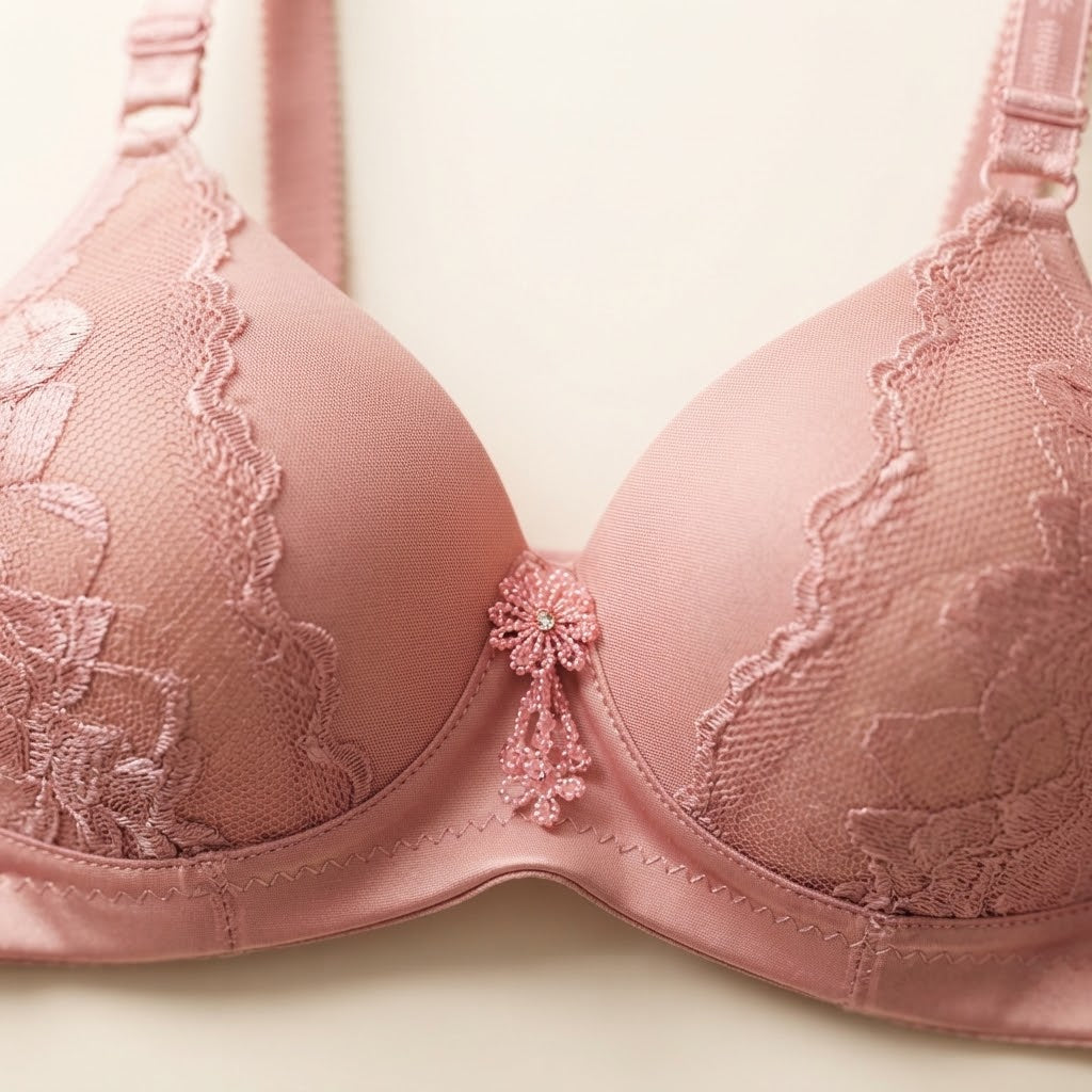 Pink Lace Padded Bra for Women | Soft Comfortable Everyday Bra | SilkeSoft