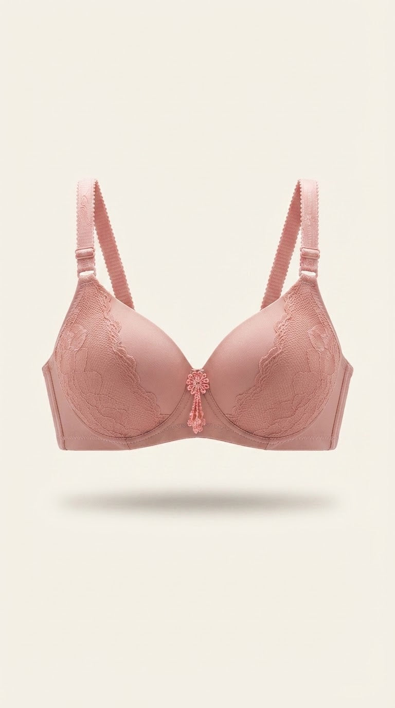 Pink Lace Padded Bra for Women | Soft Comfortable Everyday Bra | SilkeSoft