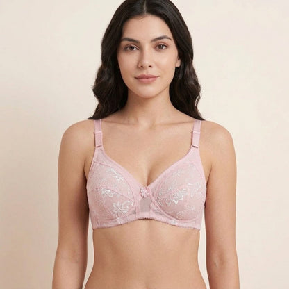 SilkeSoft Pink Petal Embroidered Bra