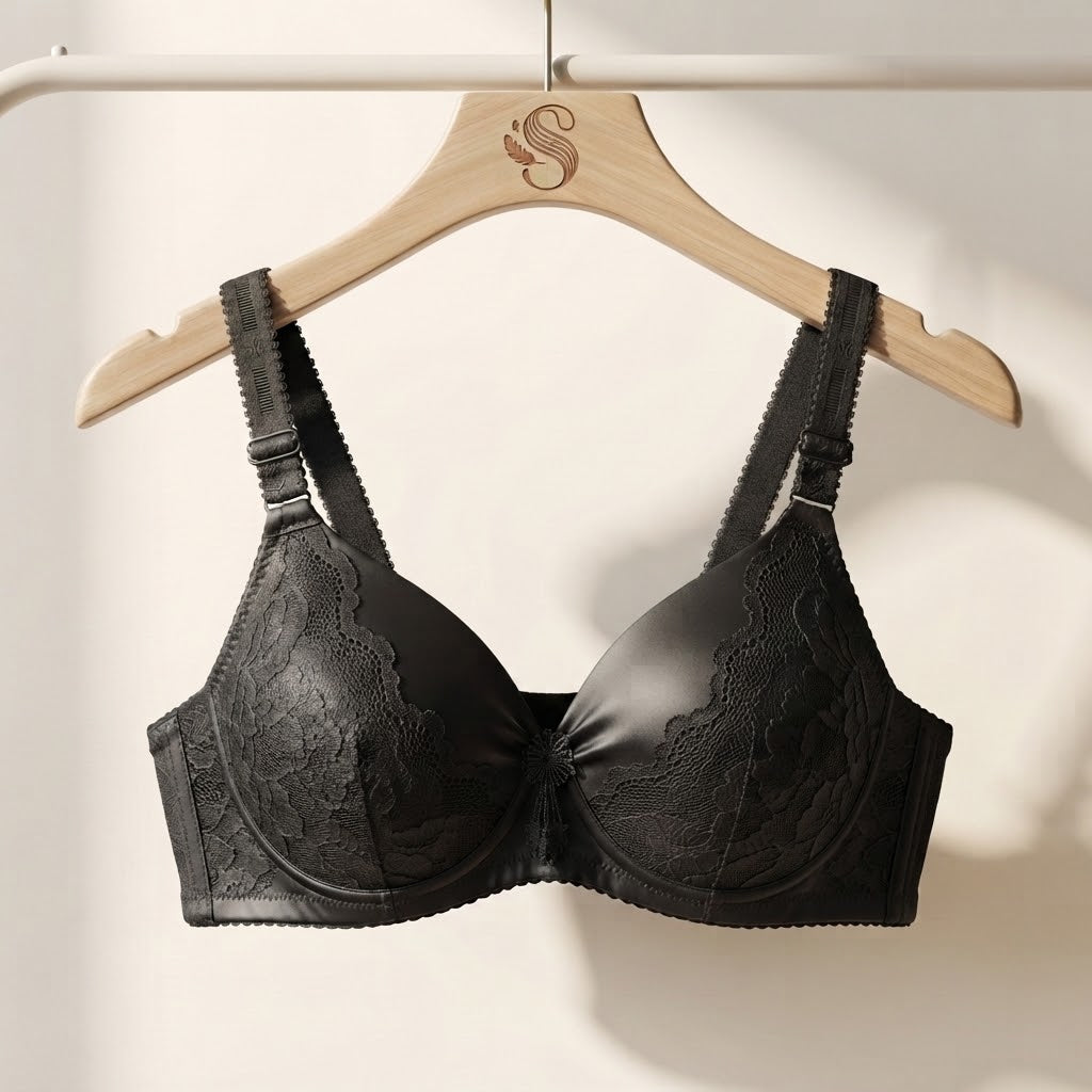 Black Lace Padded Bra for Women | Soft Comfortable Everyday Bra | SilkeSoft