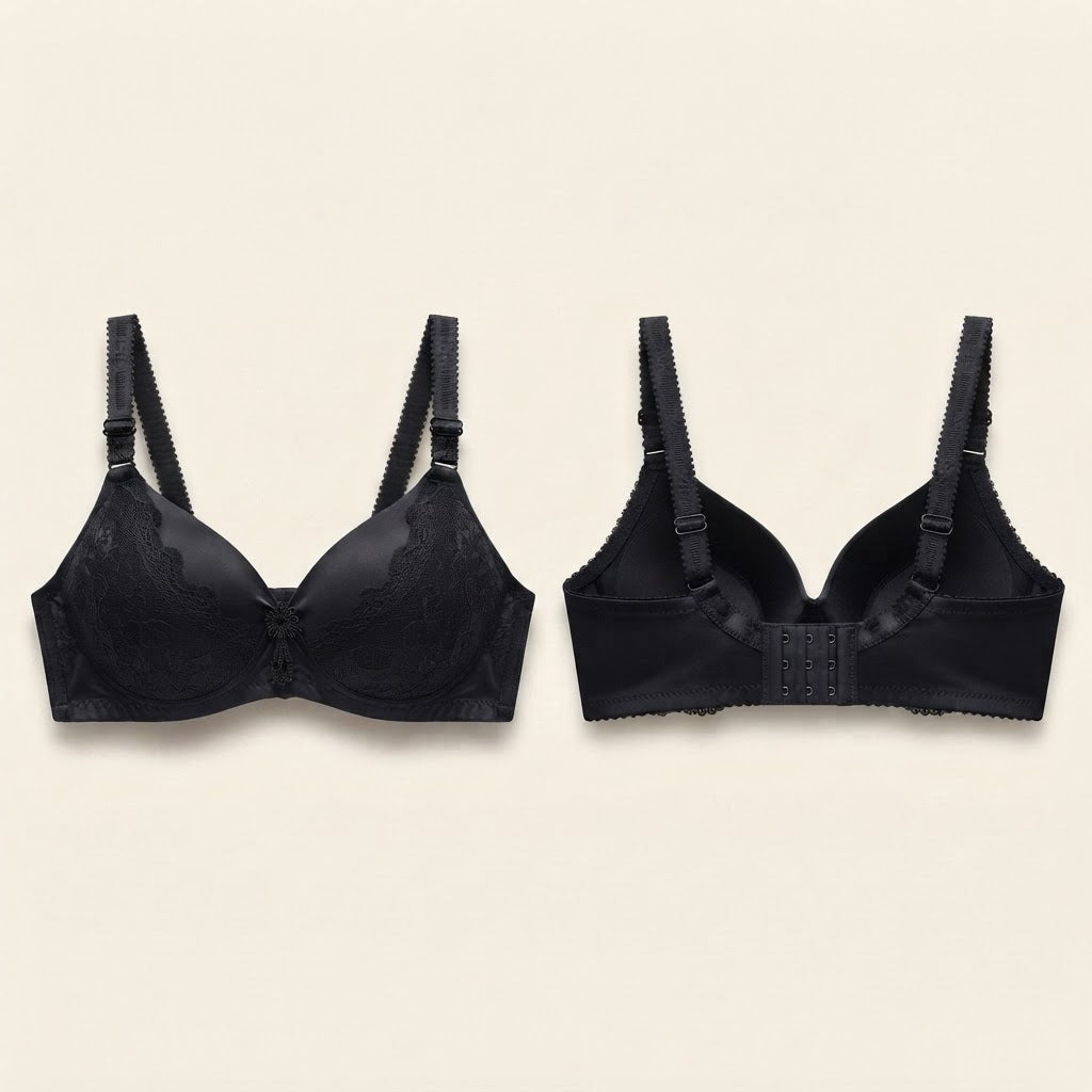 Black Lace Padded Bra for Women | Soft Comfortable Everyday Bra | SilkeSoft