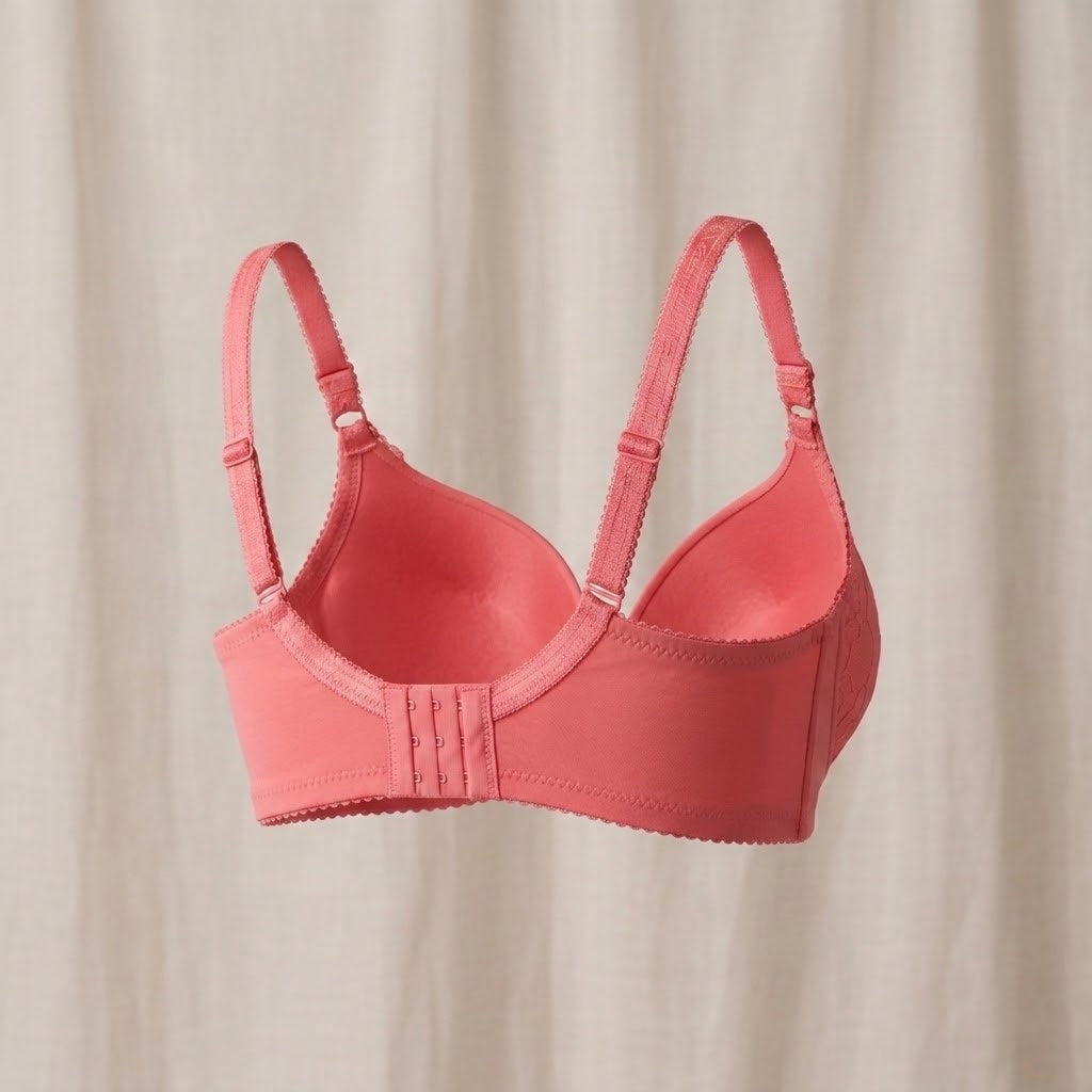 SilkeSoft Deep Red Floral Lace Padded Bra for Women