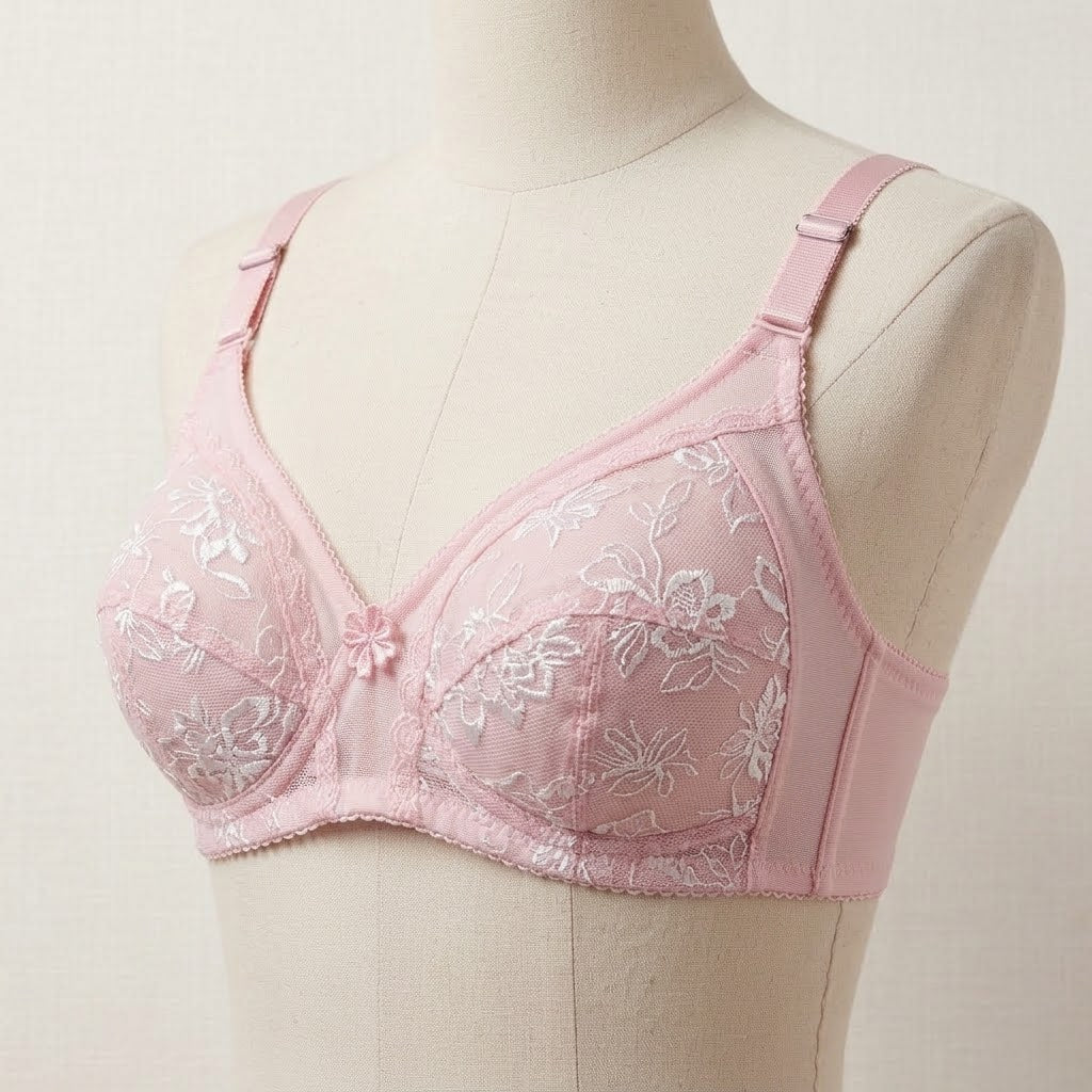 SilkeSoft Pink Petal Embroidered Bra