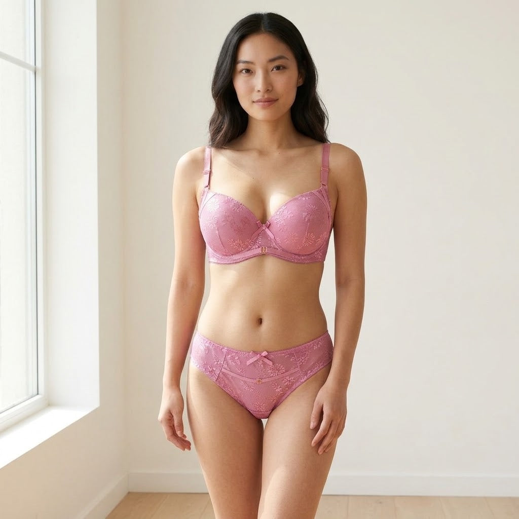 SilkeSoft Maroon Embroidered Padded Bra & Panty Set