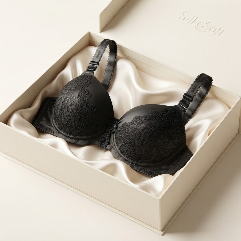Black Lace Padded Bra for Women | Soft Comfortable Everyday Bra | SilkeSoft