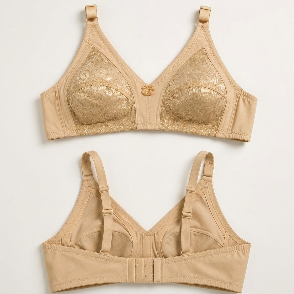 SilkeSoft Comfort Lace Wireless Support Bra – Nude Beige