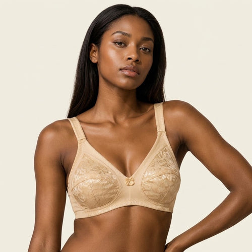 SilkeSoft Comfort Lace Wireless Support Bra – Nude Beige
