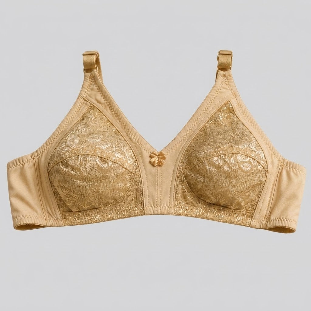 SilkeSoft Comfort Lace Wireless Support Bra – Nude Beige