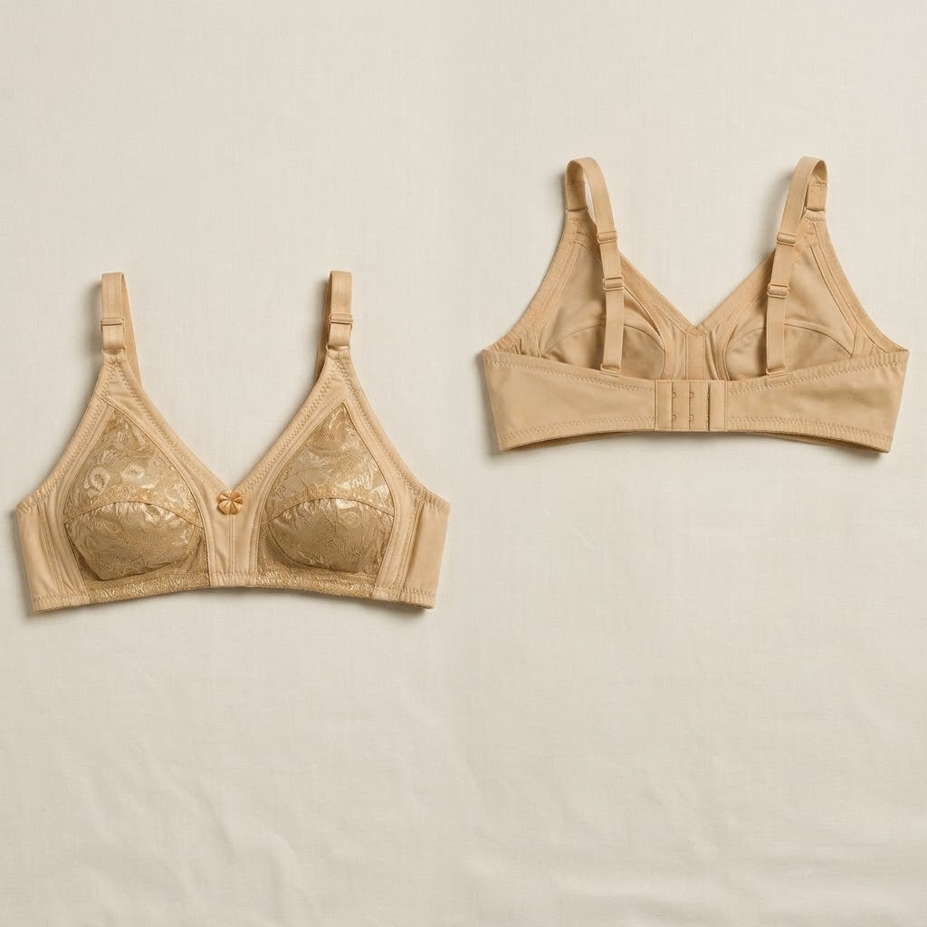 SilkeSoft Comfort Lace Wireless Support Bra – Nude Beige