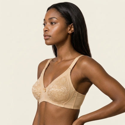 SilkeSoft Comfort Lace Wireless Support Bra – Nude Beige