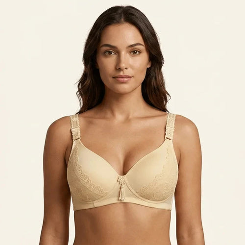 SilkeSoft Beige Lace Padded Bra for Women