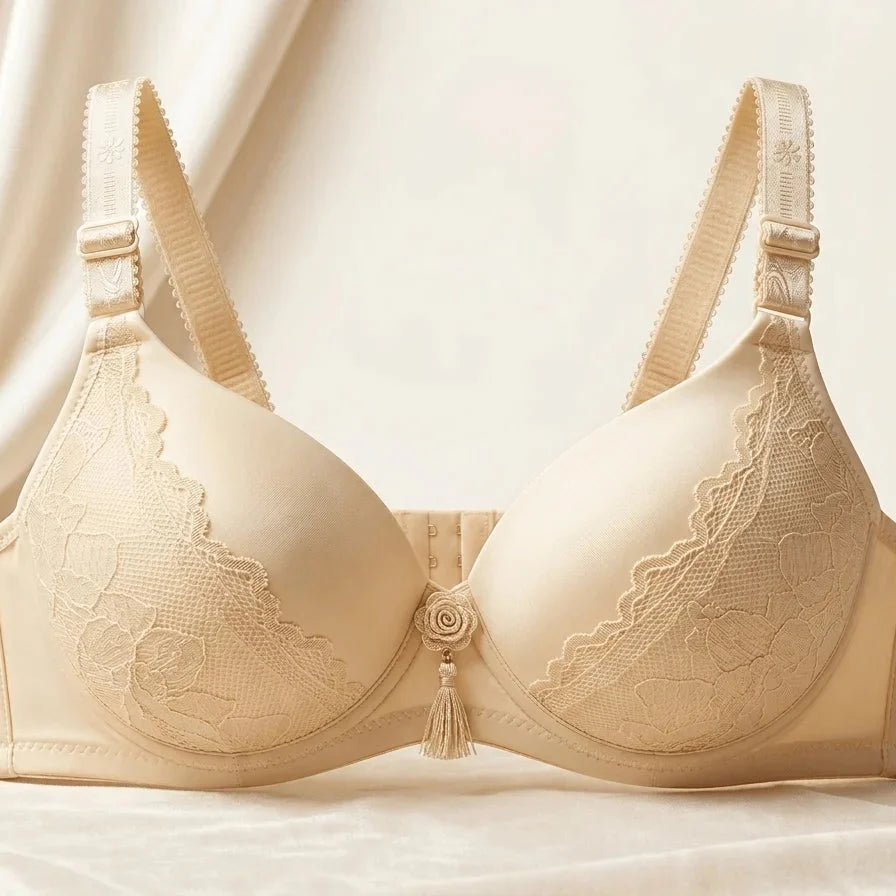 SilkeSoft Beige Lace Padded Bra for Women