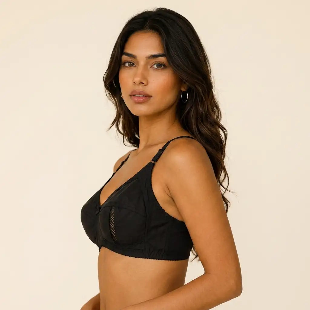 SilkeSoft Comfort Air Cotton Support Bra – Black