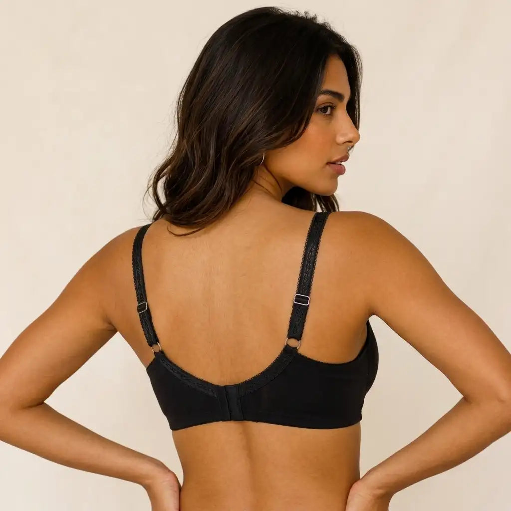 SilkeSoft Comfort Air Cotton Support Bra – Black