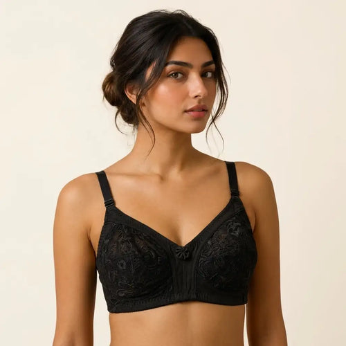 Black Floral Bloom Lace Bra  | SilkeSoft