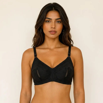 SilkeSoft Comfort Air Cotton Support Bra – Black