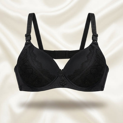 SilkeSoft Deep Red Floral Lace Padded Bra for Women