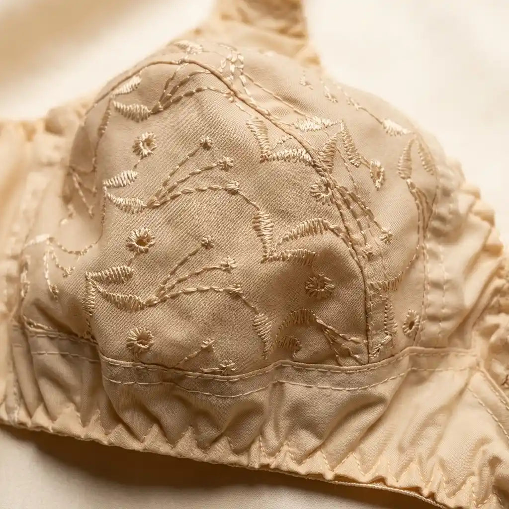 SilkeSoft Cotton Blossom Embroidered Bra