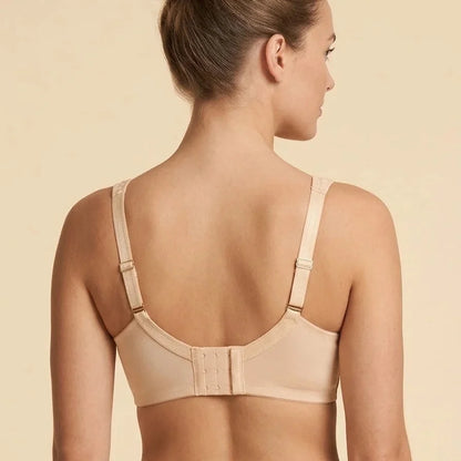SilkeSoft nude floral lace full coverage wire-free bra featuring breathable fabric, non-padded cups, adjustable straps, and elegant floral embroidery for everyday comfort.