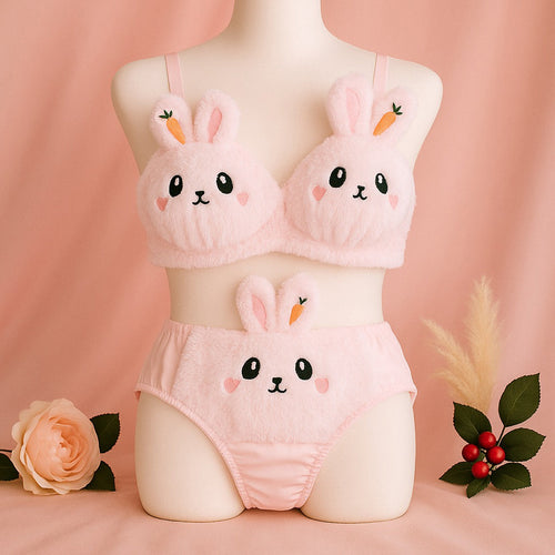 New High Quality Sexy Cute Anime Soft Plush Design bra underwear Japanese cartoon rabbit underwear Bra & Panty Set 581