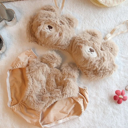 New High Quality Sexy Cute Kitty Anime Soft Plush Design Bra & Panty Set