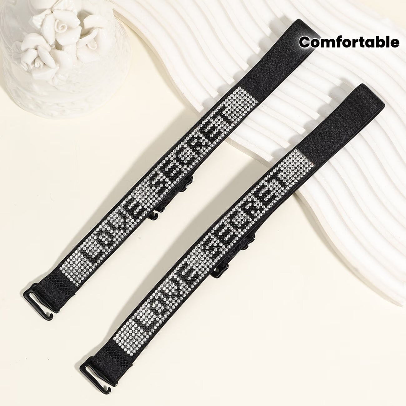 Detachable Fancy Rhinestone Bra Straps Pair - Adjustable Sparkle Straps for Party Wear