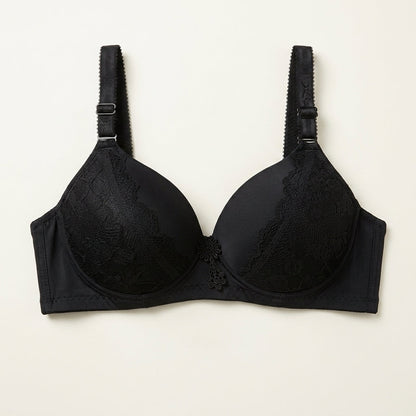 SilkeSoft Deep Red Floral Lace Padded Bra for Women