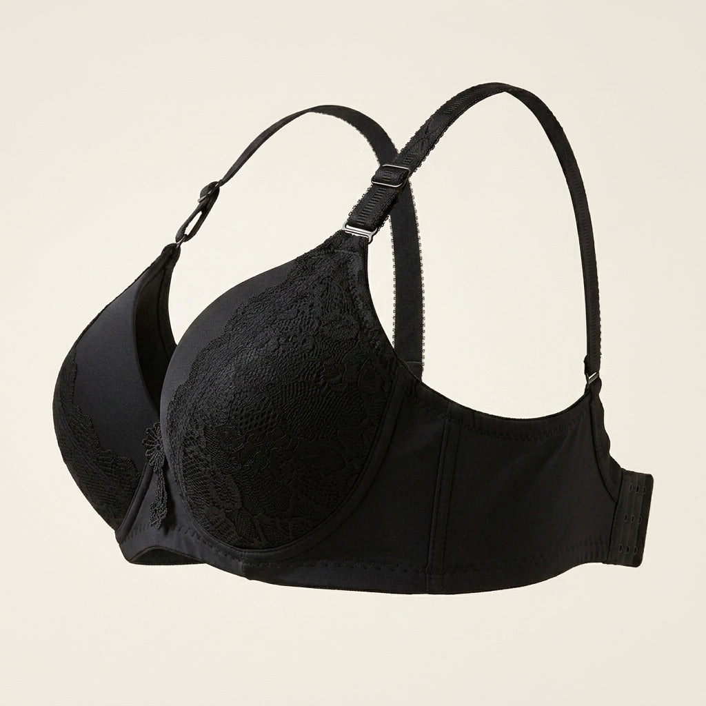 SilkeSoft Deep Red Floral Lace Padded Bra for Women