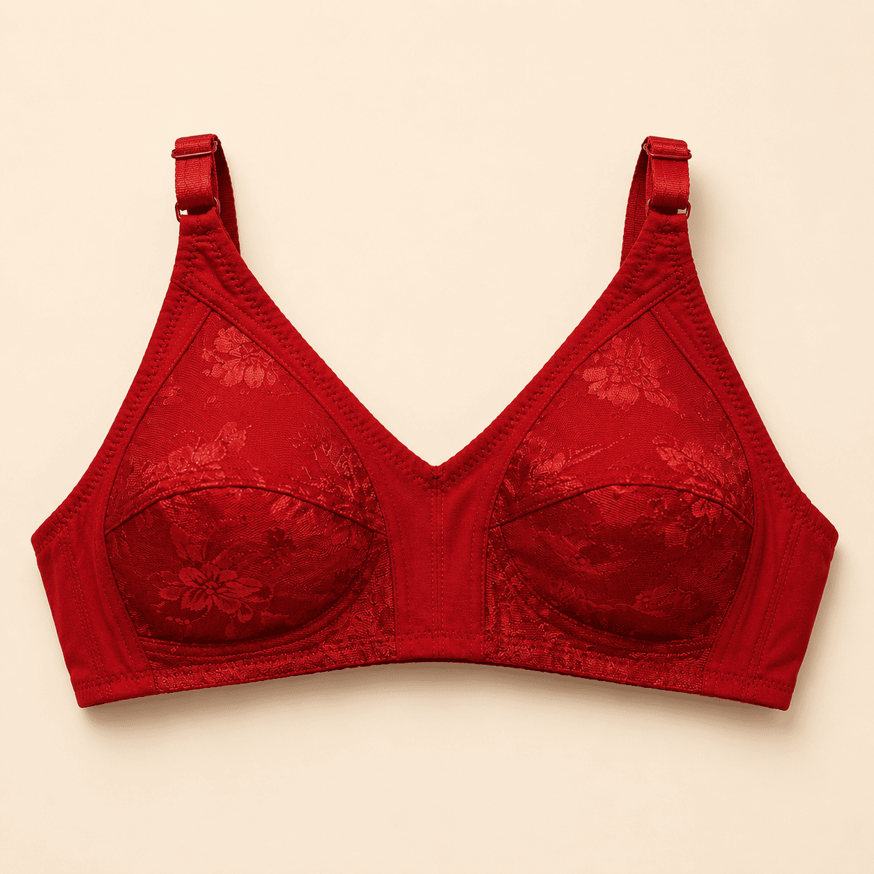 SilkeSoft Ruby Blossom Comfort Bra – Wireless Full Coverage Floral Bra
