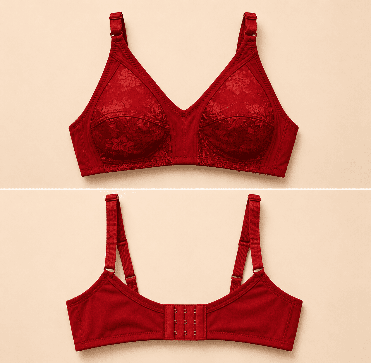 SilkeSoft Ruby Blossom Comfort Bra – Wireless Full Coverage Floral Bra