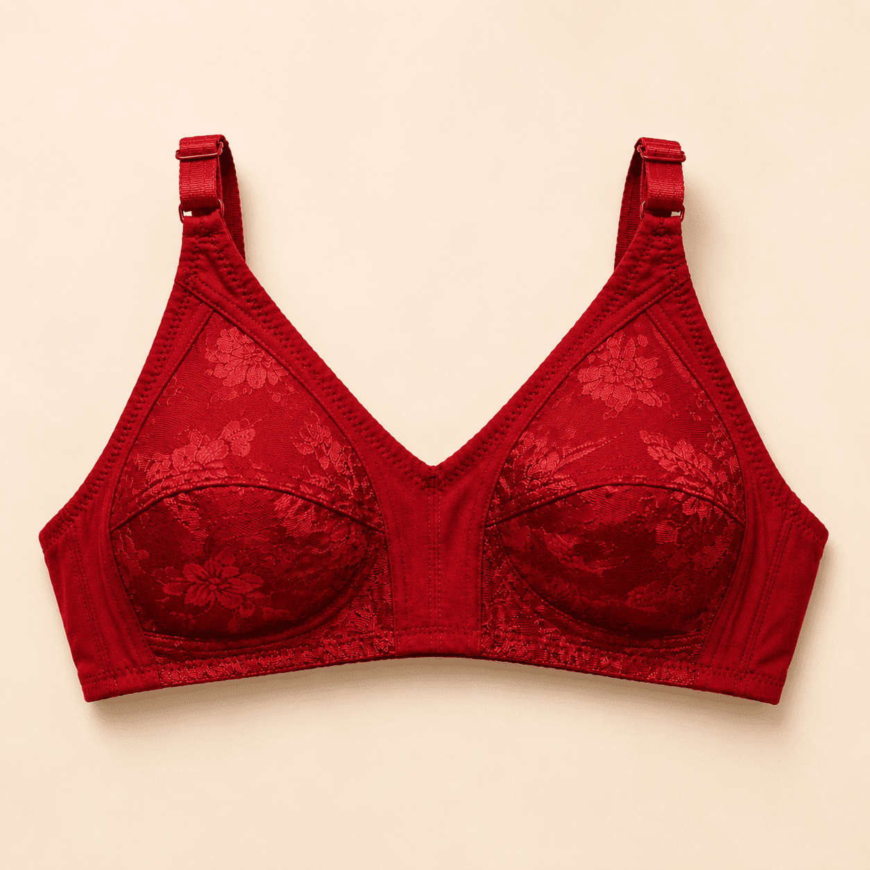 SilkeSoft Ruby Blossom Comfort Bra – Wireless Full Coverage Floral Bra