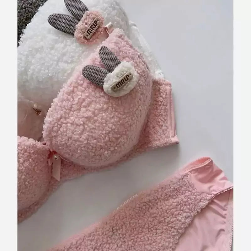 New High Quality Sexy Cute Soft Plush Design Bra & Panty Set E991