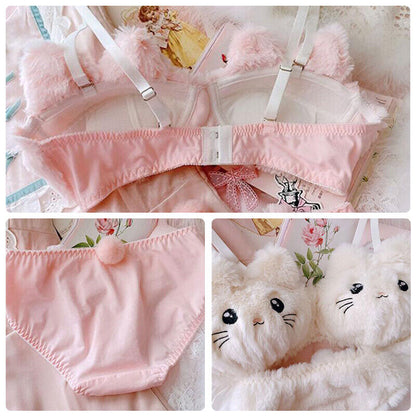 New High Quality Sexy Cute Kitty Anime Soft Plush Design Bra & Panty Set 2133